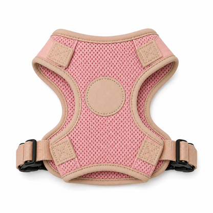 Adjustable Pink Mesh Dog Harness with D-Ring and Buckle Straps