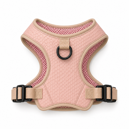 Adjustable Pink Mesh Dog Harness with D-Ring and Buckle Straps