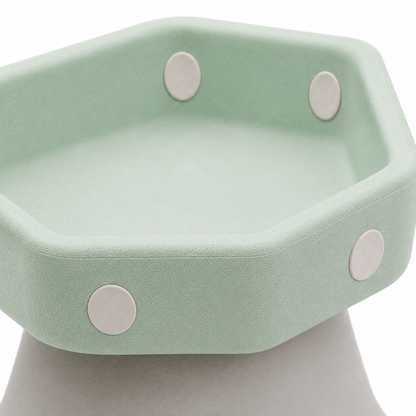 Elevated Pet Food and Water Bowl - Mint Green and Light Grey