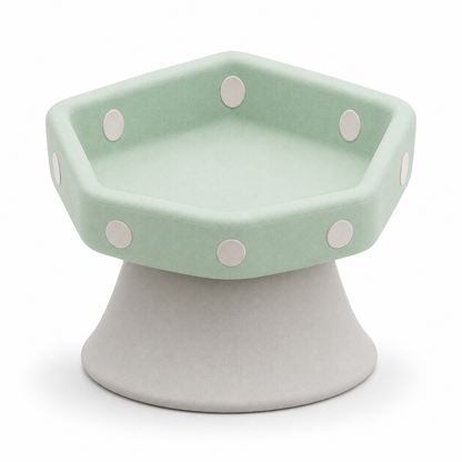 Elevated Pet Food and Water Bowl - Mint Green and Light Grey