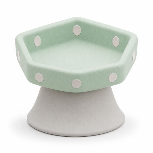 Elevated Pet Food and Water Bowl for Cats and Small Dogs – Mint Green and Light Grey