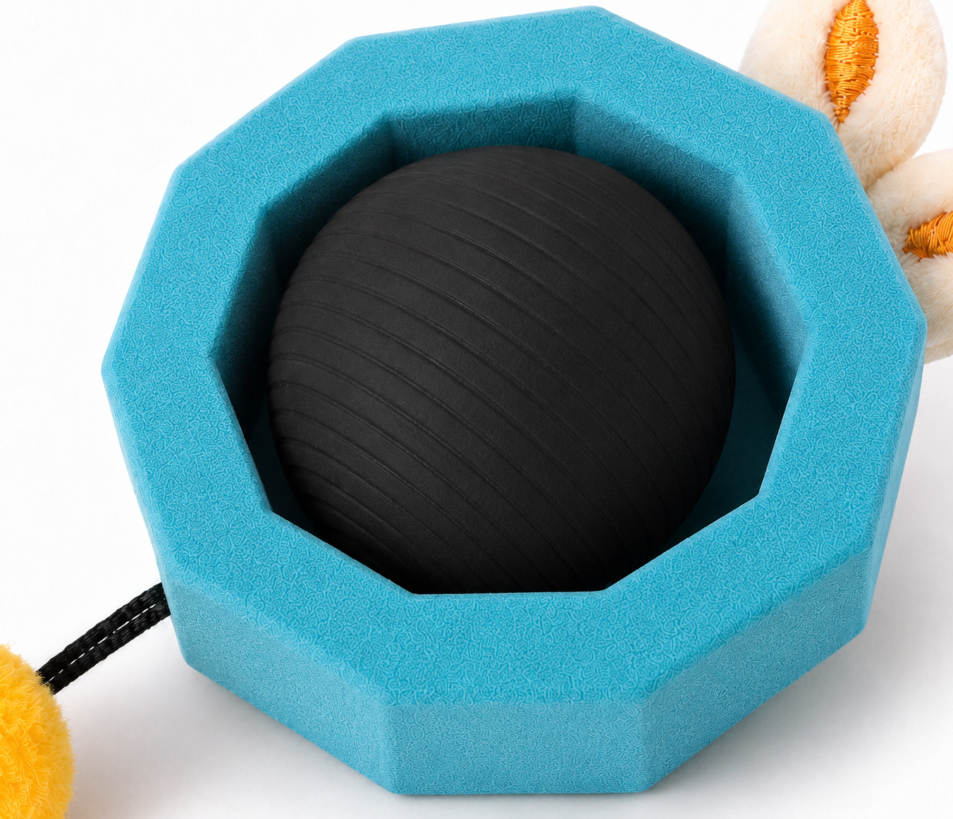 Mouse-Shaped Interactive Ball and Pom-Pom Toy for Cats – Blue and Black