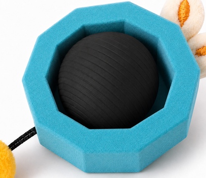 Interactive Cat Toy with Textured Centre, Bunny-Ear Details & Pom-Pom