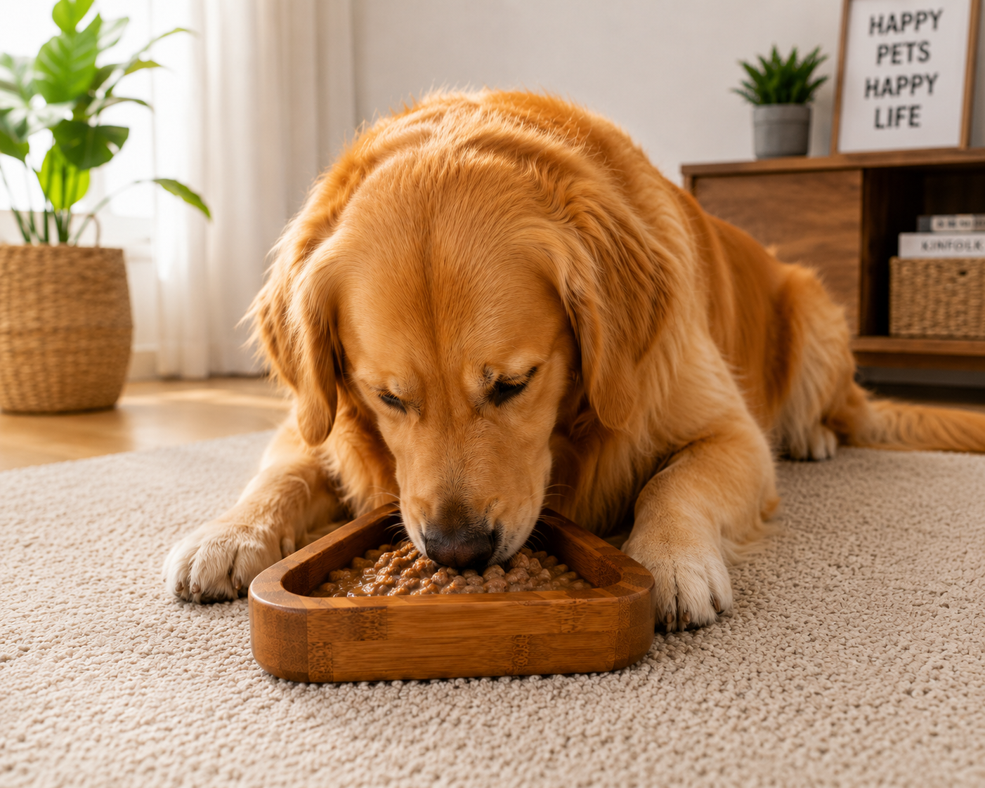 Triangular Wooden Food Bowl for Cats and Small Dogs – Dark Brown