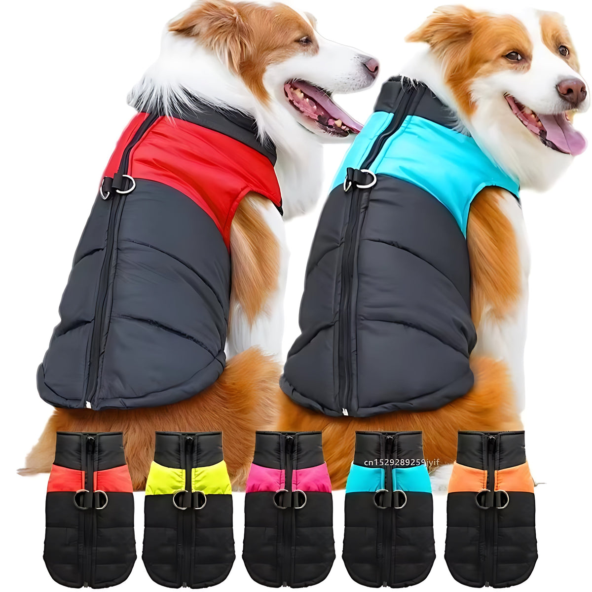 Waterproof Dog Winter Jacket – Warm Padded Coat with Zipper